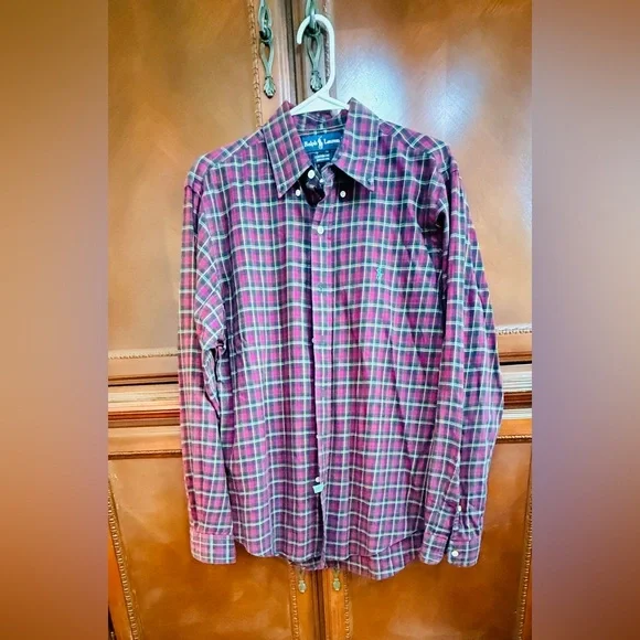 Ralph Lauren EUC custom fit, plaid Long
Sleeve Button-Down Cotton Shirt Size L - Picture 4 of 10
